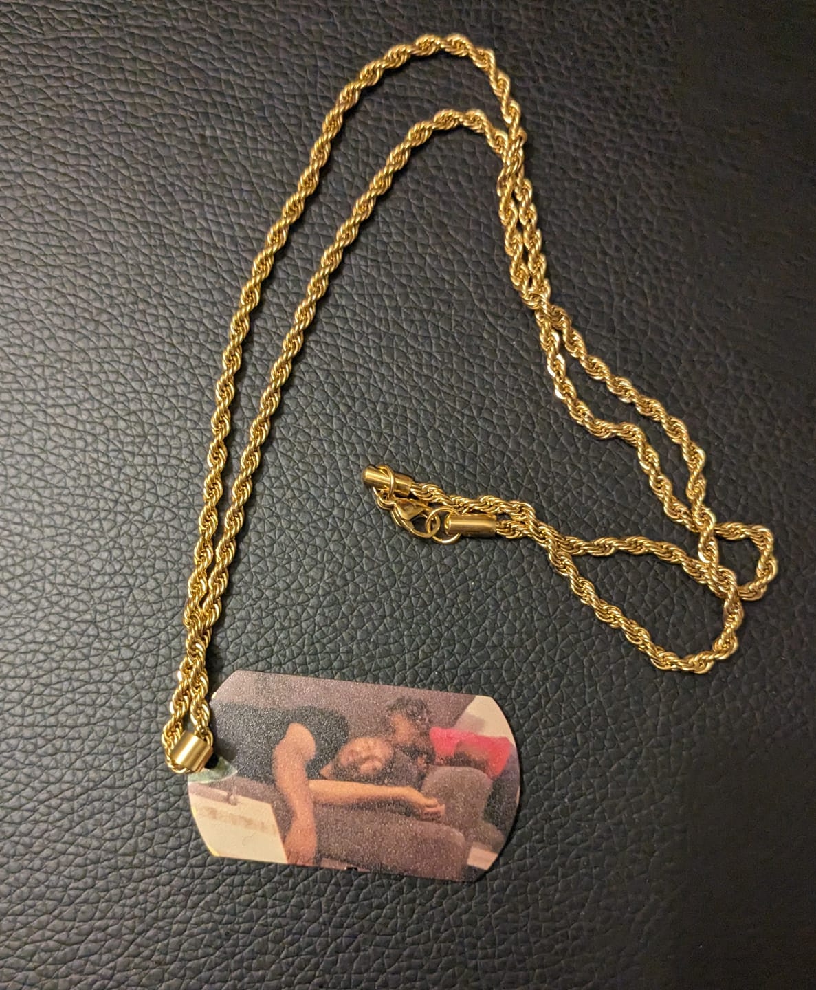 Customer photo review of Custom Military Style Colorful Photo Necklace