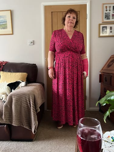 Customer photo review of Josie Animal Print Maxi Dress, Cerise