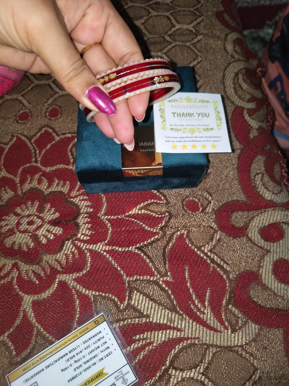 Customer photo review of Red – “Crimson Charm Women’s Bangle” (Pack of 1 Pair) (2 pis)