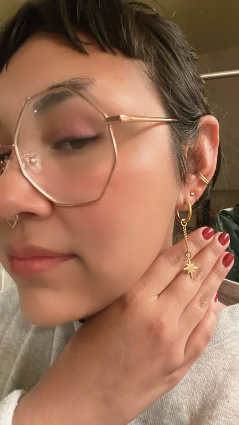 Customer photo review of Build-Your-Own Hoops (Gold Plated)