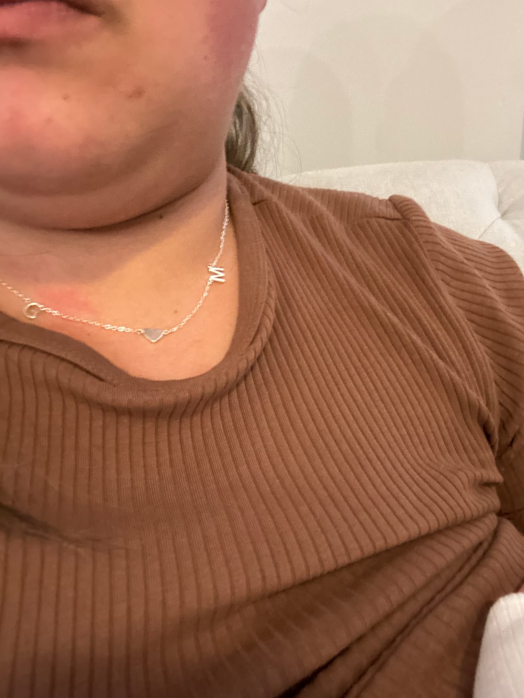 Customer photo review of The Original Initial Letter Solid Heart Necklace