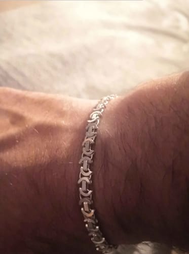 Customer photo review of Men's 925 Silver Byzantine Chain Bracelet Flat King Link 6mm