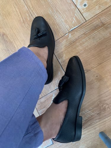 Customer photo review of Loafer Slipper - Black Pebble Grain Leather