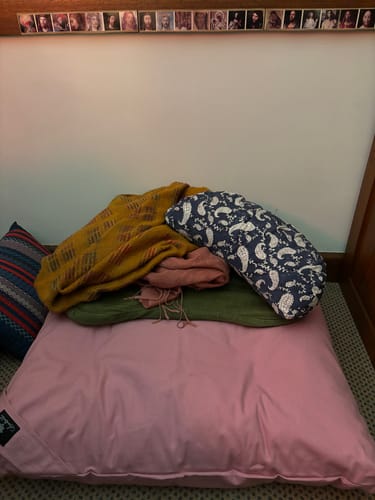 Customer photo review of Meditation Cushion - Blush Zabuton