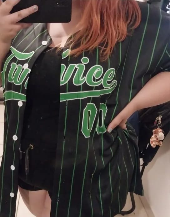 Customer photo review of Custom BROWN Pinstripe Mesh Fans Special Edition Authentic Baseball Jersey