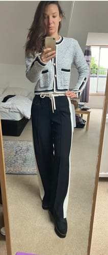 Customer photo review of Contrast Trim Tweed Button Front Cardigan