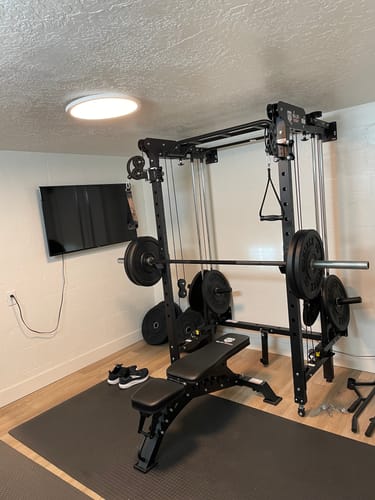 Customer photo review of Major Fitness F35 All-In-One Home Gym Wall-Mount Folding Power Rack