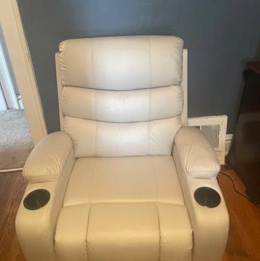 Customer photo review of Power Lift Chair Recliner for Elderly with Massage & Heat, Cup Holders & USB Port, Beige White