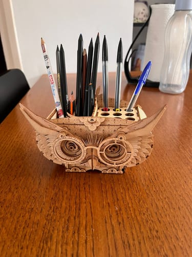 Customer photo review of Puzzle 3D bois | Porte-Crayons Chouette