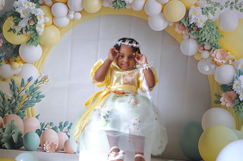 Customer photo review of Elegant Baby Girl Chinese Puff Sleeve Puffy Dress Toddler Girl Party Dresses