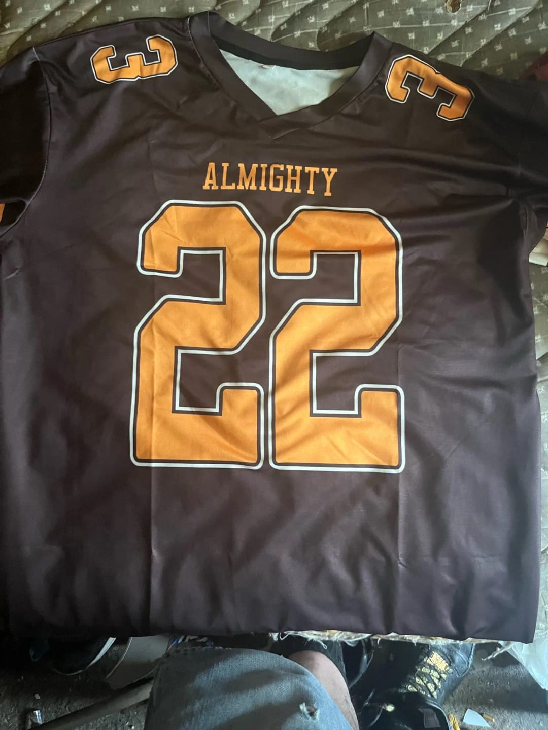Customer photo review of Custom Black Glod Football Jersey Player Fans Team Uniforms For Adult Youth Unisex