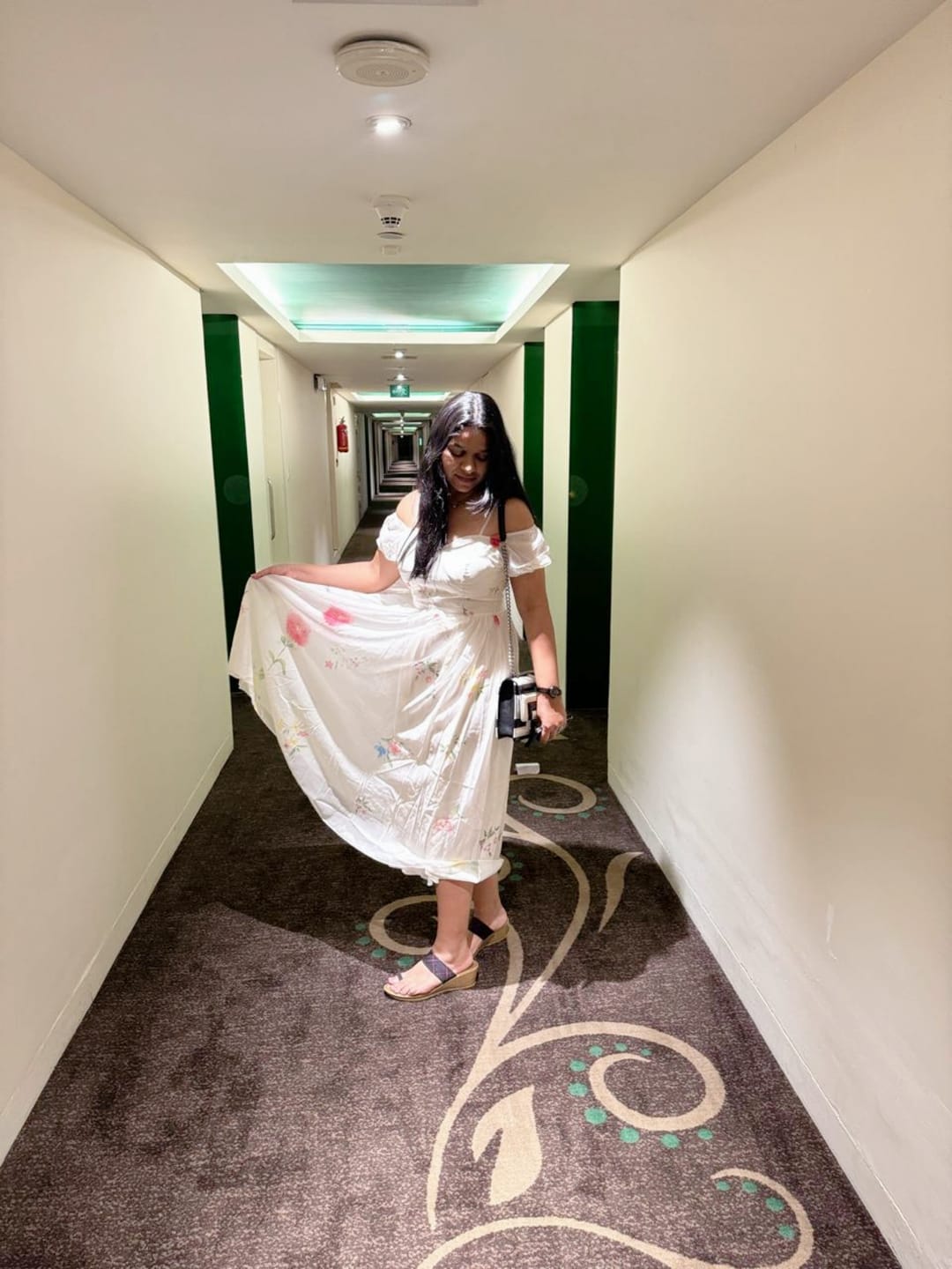 Customer photo review of Disa Floral Midi Dress in Ivory