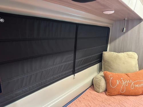 Customer photo review of Pre-19 Travato 59K: Bed Window Shades (set)
