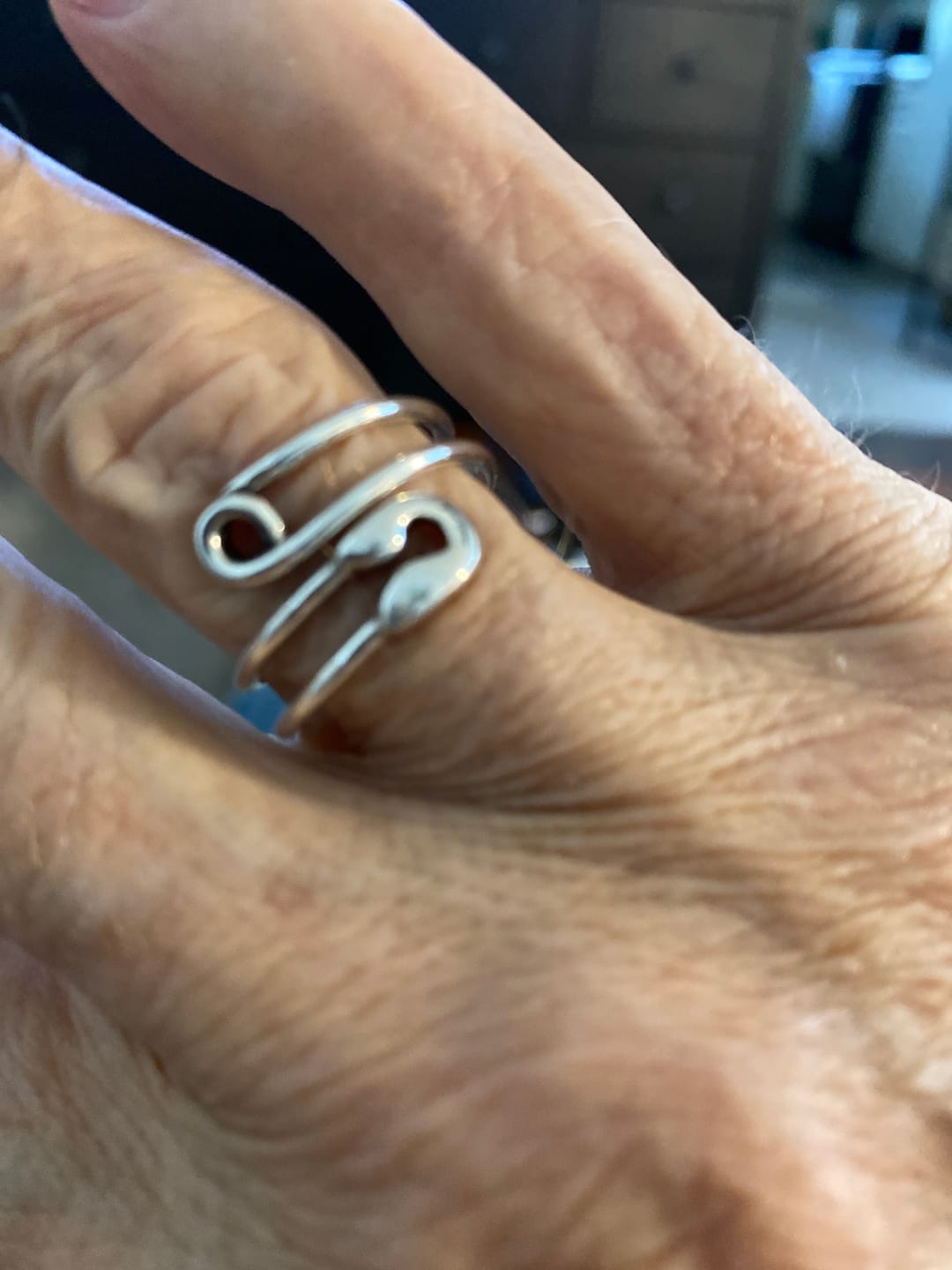 Customer photo review of Safety Pin Ring Sterling Silver