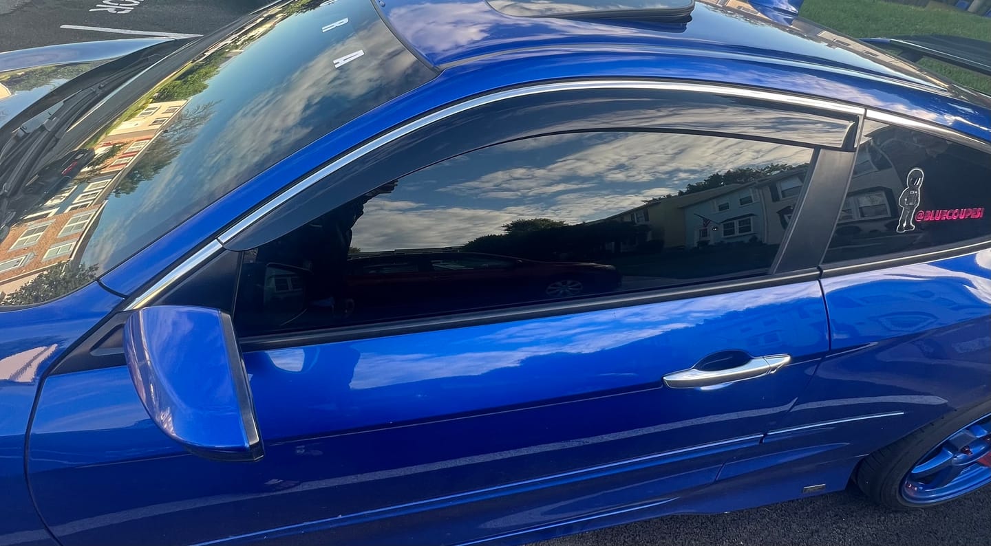 Customer photo review of 2016-20 Honda Civic Coupe Window Visors Wind Deflectors Rain Guards