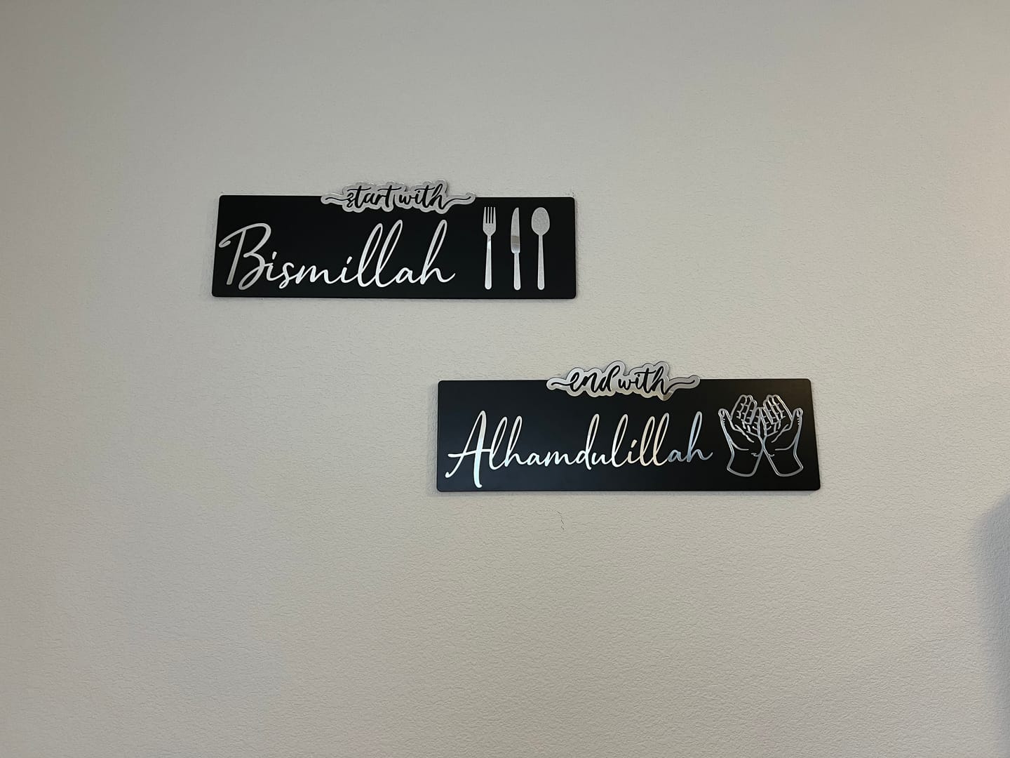 Customer photo review of Start with Bismillah, End with Alhamdulillah Wooden Islamic Wall Art