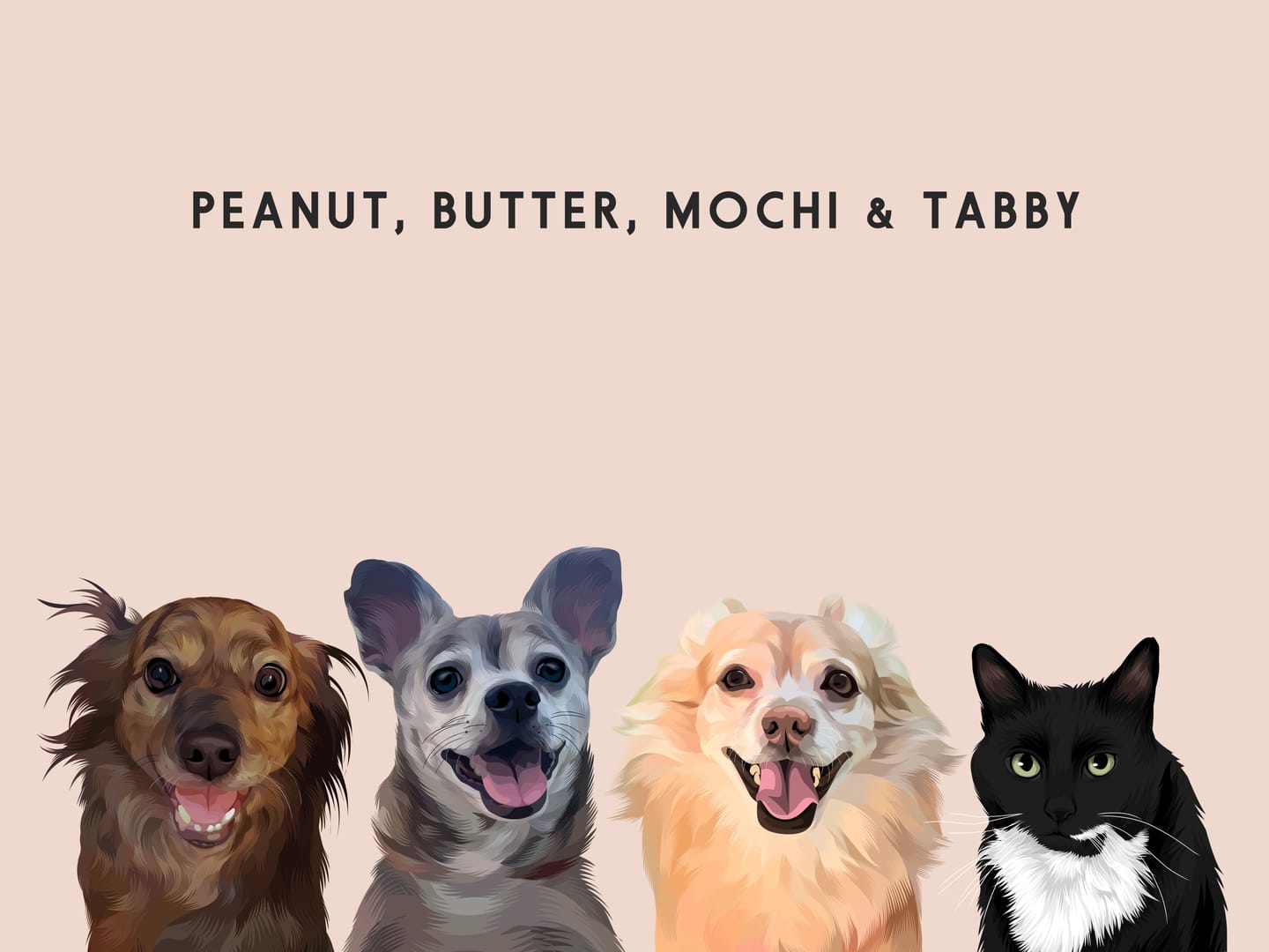 Customer photo review of Custom Four Pet Portrait
