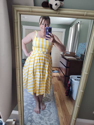 Customer photo review of Dream-House Swing Dress and Matching Bow in Yellow Gingham - Vixen by Micheline Pitt