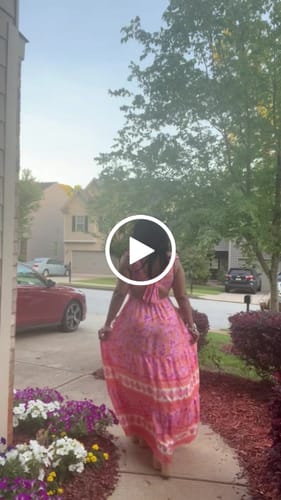 Customer video review of Greta Pink Multi Color Floral Print Maxi Dress