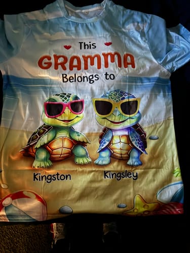 Customer photo review of Personalized This Grandma Belongs To Kids Turtle Beach T-shirt