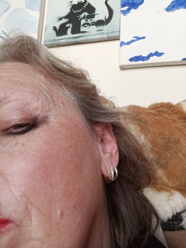 Customer photo review of Royal Blue Adeline Crystal Earrings