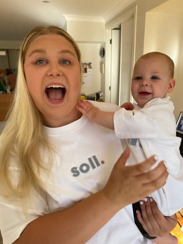 Customer photo review of Adults Soll Denim Logo Tee - Light