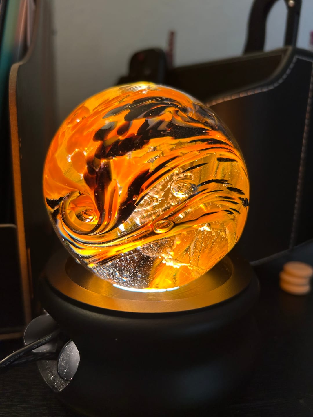 Customer photo review of Black Wood Illuminated 3" Stand