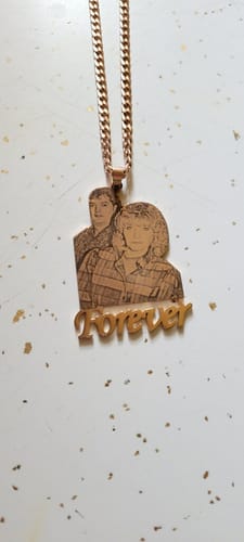 Customer photo review of Custom Photo Engraved Pendant Necklace