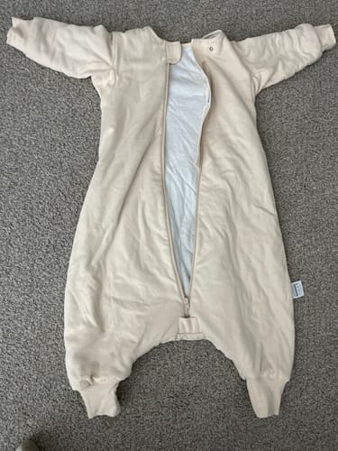 Customer photo review of Organic Cotton & Camel Wool Long Sleeve Sleep Sack With Legs 1.0 TOG - Cream
