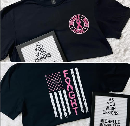 Customer photo review of BELIEVE HOPE FIGHT DTF Transfer