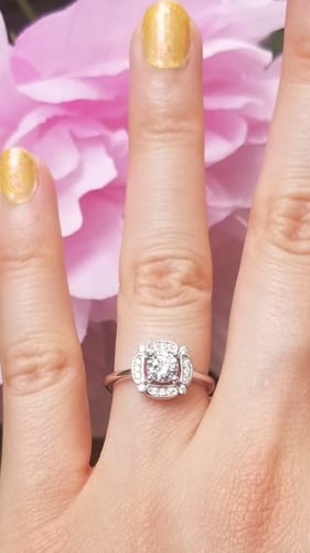 Customer photo review of Halo Flower CZ Ring in Sterling Silver