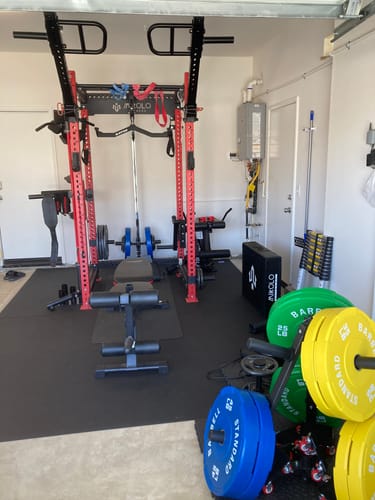 Customer photo review of P5 Four Post Power Rack Builder(3‘’×3‘’, 1" Holes, 90‘’H x 44‘’D)