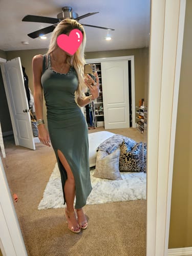 Customer photo review of Rock & Roll Denim Ladies Rib Knit Olive Maxi Dress BWD0R03885-31