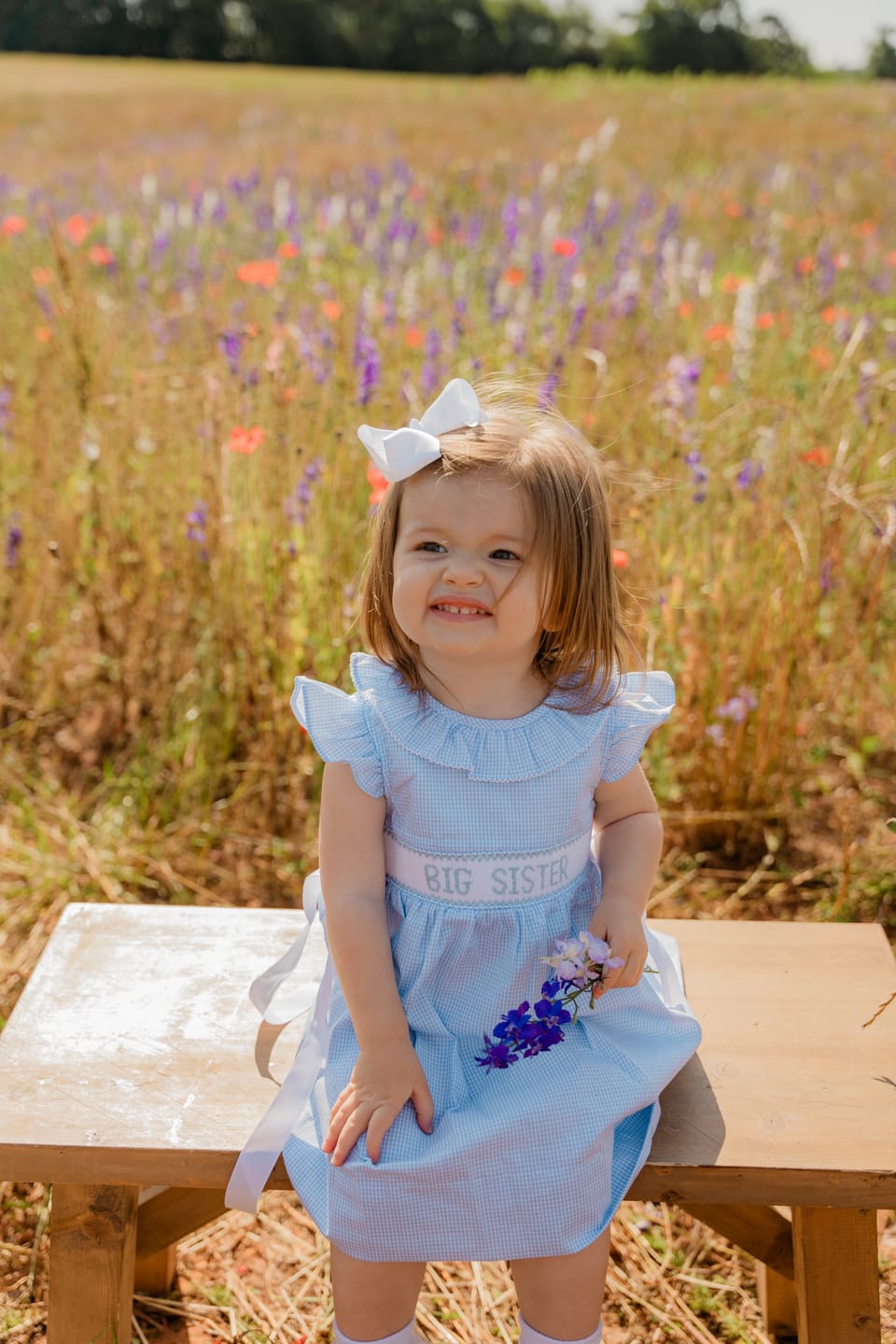 Customer photo review of Big Sister Blue Gingham Beverly Dress