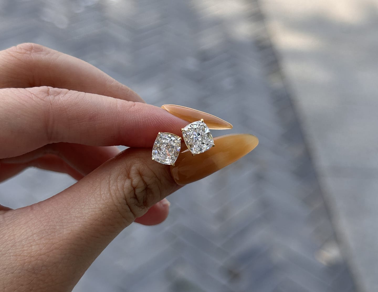 Customer photo review of S925 2.0Ct*2 Classic Cushion Cut Women's Stud Earrings In Sterling Silver For Everyday Wear