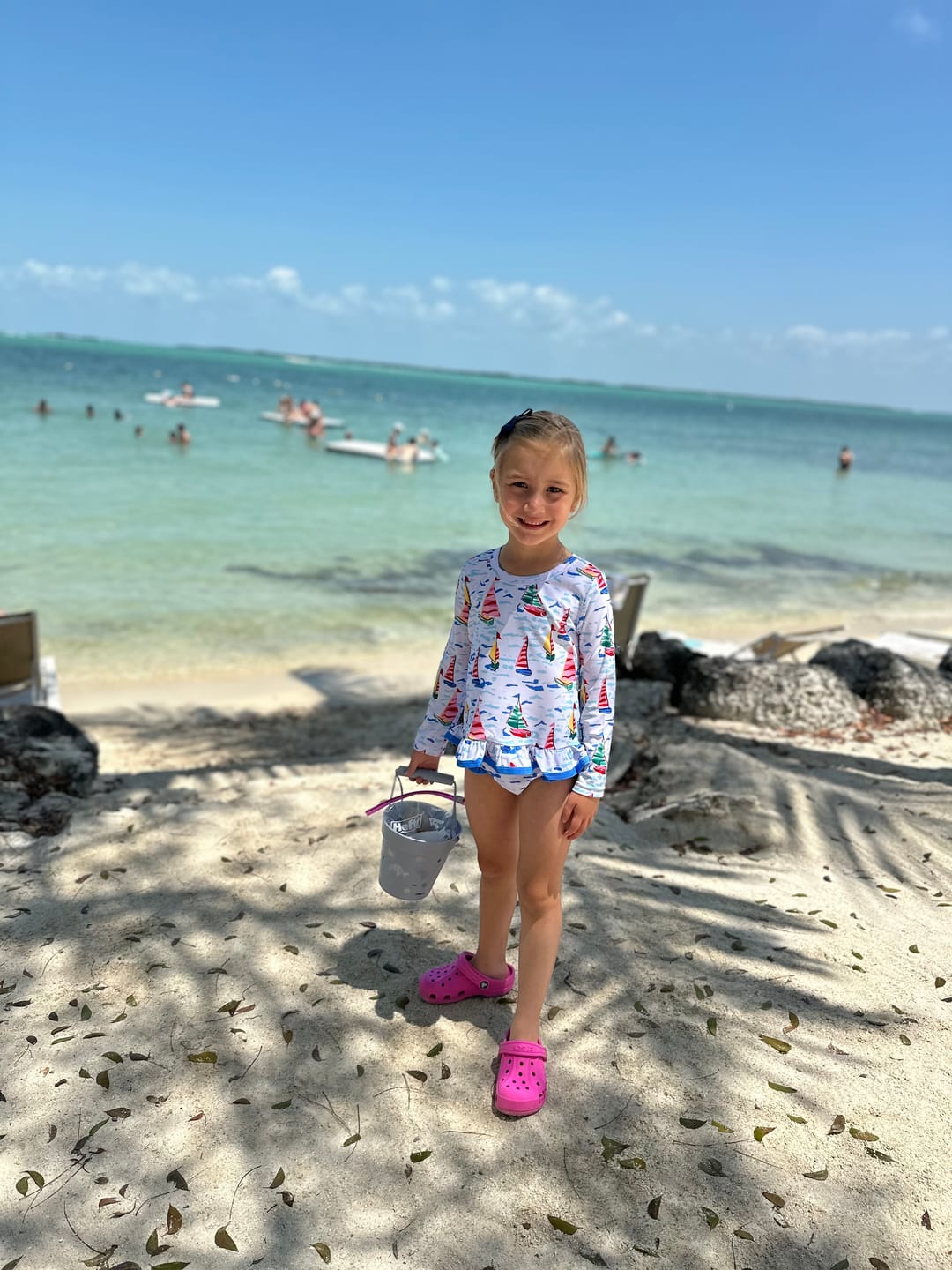Customer photo review of Watercolor Sailboat Rash Guard Set