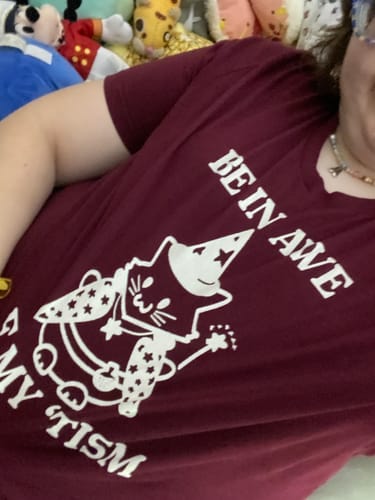 Customer photo review of Be in Awe of My 'Tism (Cat Wizard) Unisex t-shirt