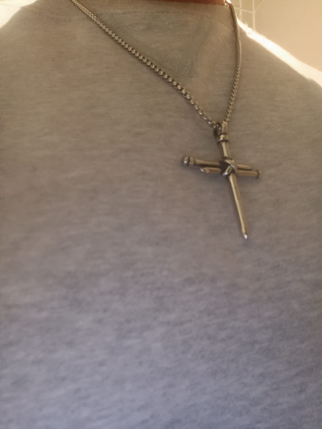 Customer photo review of WOODEN CROSS II. - NECKLACE