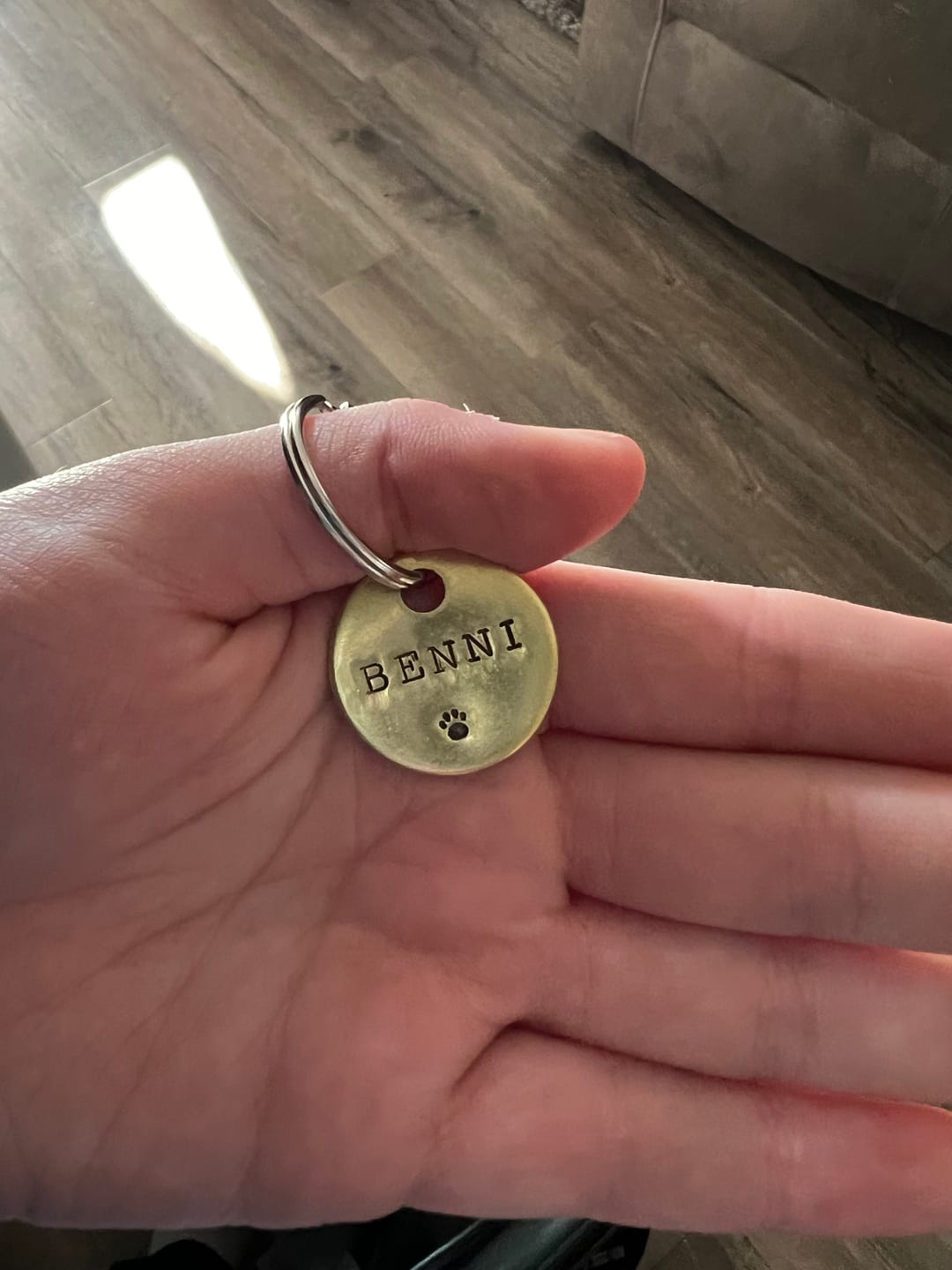 Customer photo review of Hand Stamped Pet ID Tag