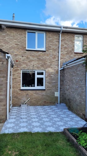 Customer photo review of Kallat Patio Stencil - Square Slabs