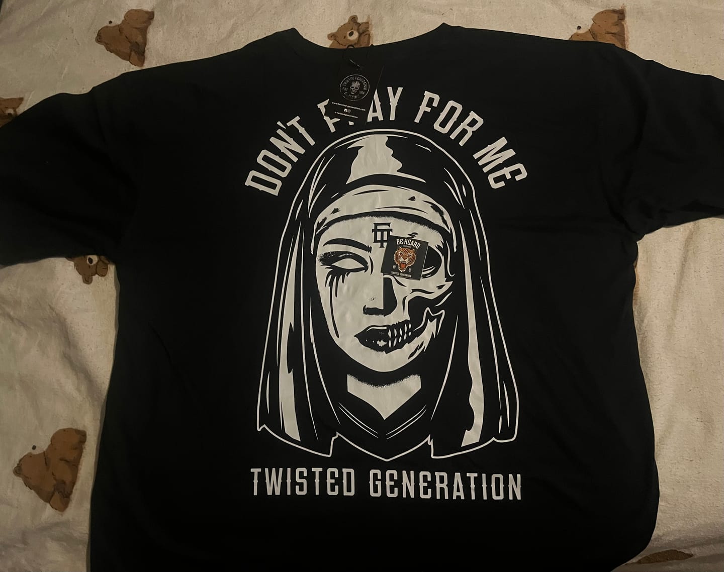 Customer photo review of Nun Oversized T-shirt - Don't Pray For Me