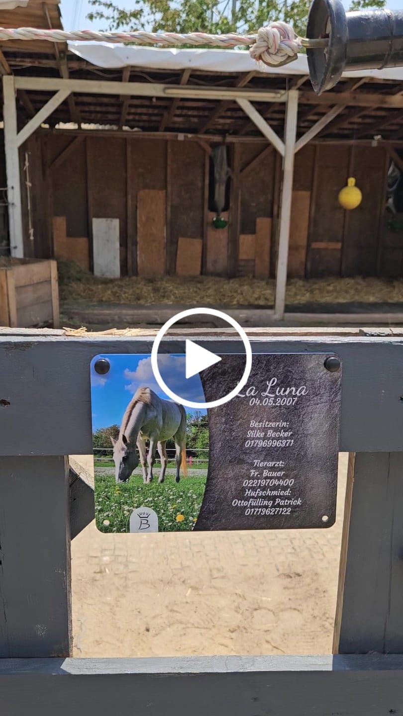 Customer video review of Pferde Boxenschild mit Foto & Wunschtext