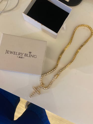 Customer photo review of SET : CROIX JESUS OR 18K + TENNIS