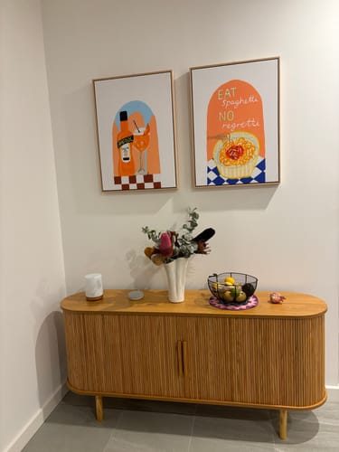 Customer photo review of Spaghetti by Britney Turner | Framed Canvas Art Print