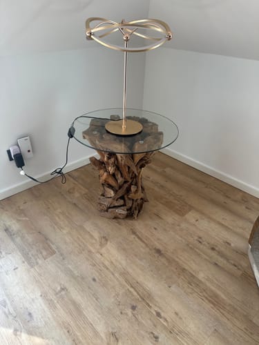 Customer photo review of REGINA Wurzeltisch mit Glasplatte Ø 60 cm