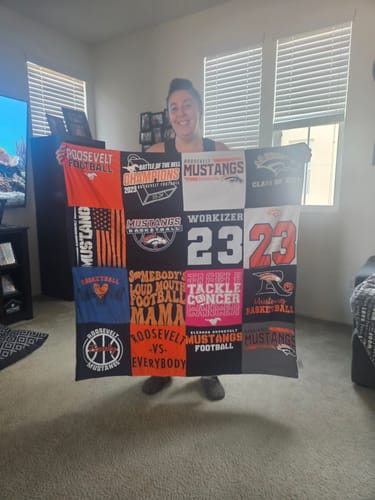 T-shirt quilt featuring foothill mustangs by Lisa from CA