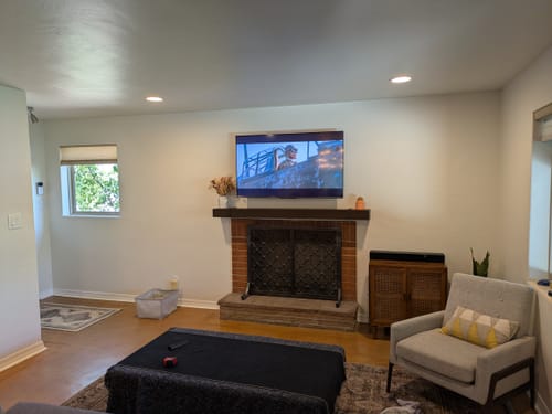 Customer photo review of Custom Metal Floating Mantel Shelf: Non-Combustible, 25+ Finishes, Any Size