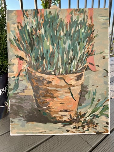 Customer photo review of Flowerpot with Garlic Chives - Paint by Numbers