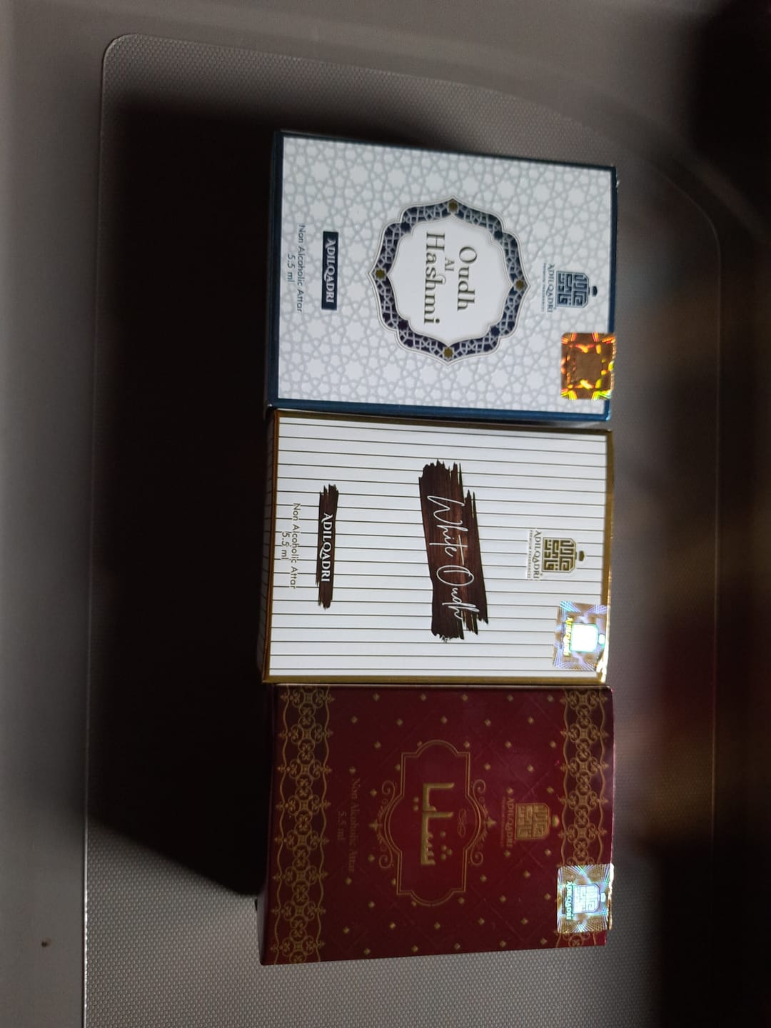 Customer photo review of 3 Pcs Attar Set Shanaya, White Oudh And Oudh Al Hashmi 5.5 Ml Each