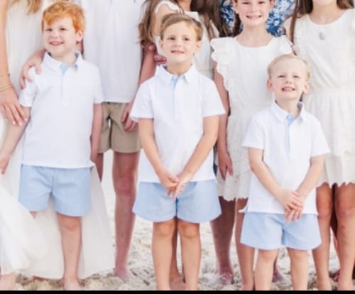 Customer photo review of Camden Plaid Blue Polo Short Set